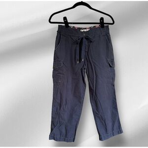 Hei Hei, Anthropologie brand Crop Cargo Pant Women 0 Blue Drawstring Relaxed Fit